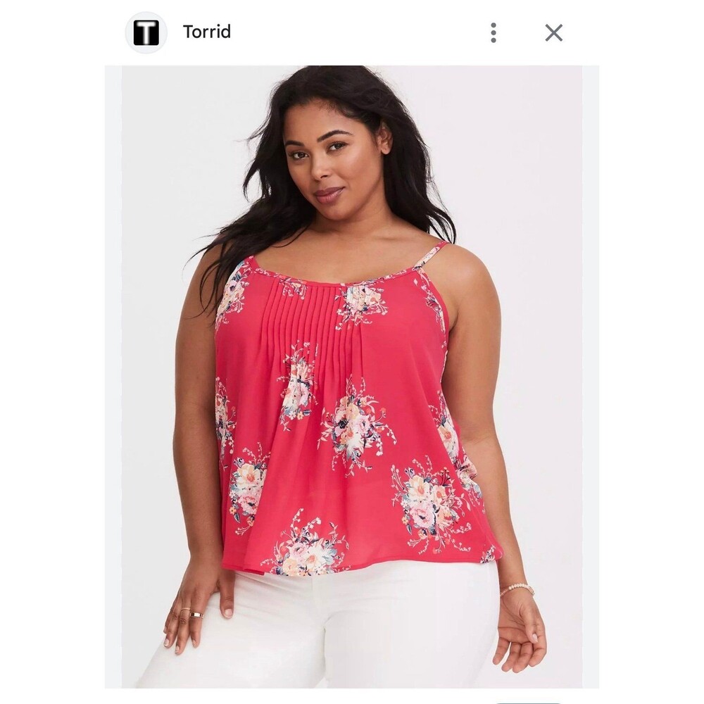 Torrid size 2 raspberry pink floral Sophie swing tank top blouse